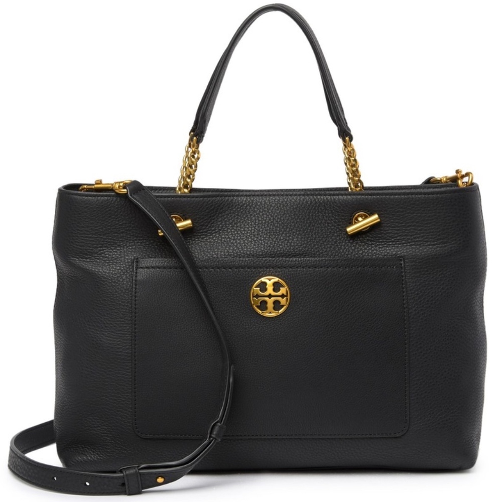 NWT~TORY BURCH~Chelsea Leather Satchel, Black